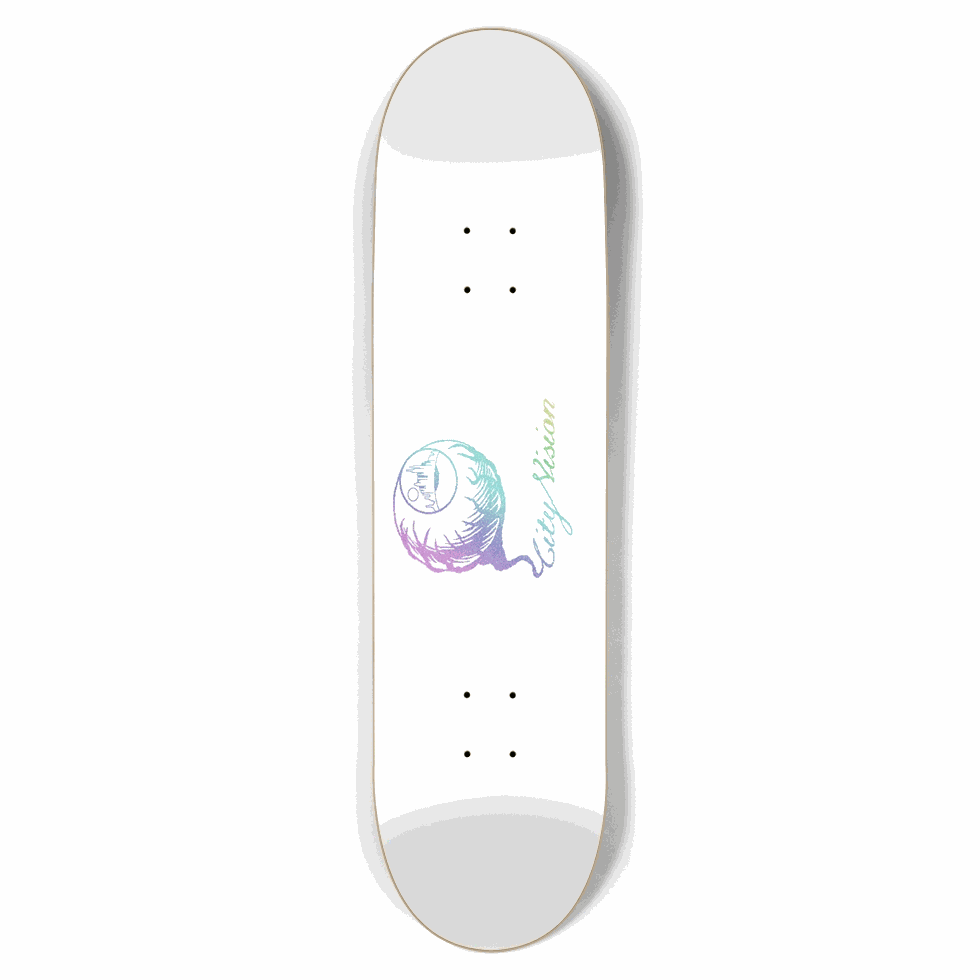 White and Light Rainbow Glitter Logo 8.50 City Vision Skateboards  City Vision Skateboards 8.50