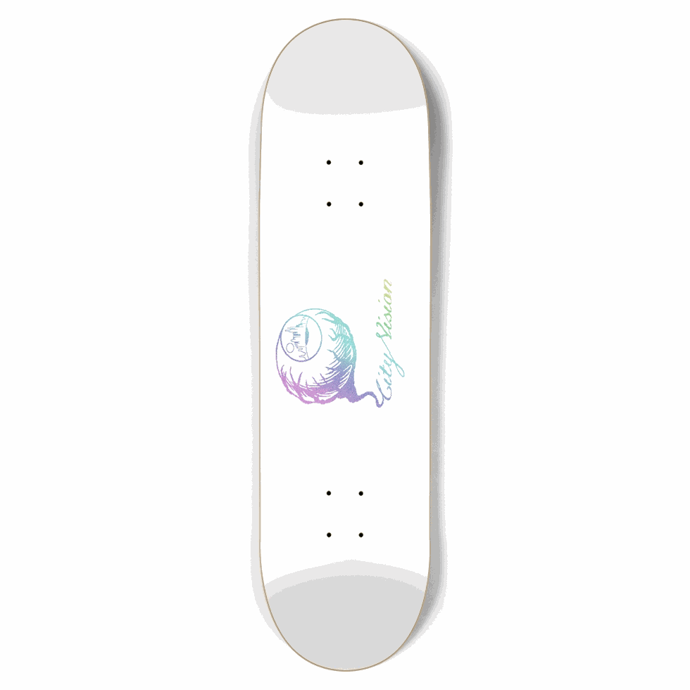 White and Light Rainbow Glitter Logo 8.75 City Vision Skateboards  City Vision Skateboards 8.75