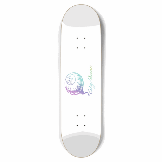 White and Light Rainbow Glitter Logo 8.75 City Vision Skateboards  City Vision Skateboards 8.75