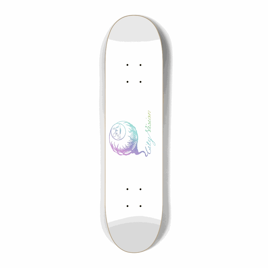 White and Light Rainbow Glitter Logo Mini 7.25 City Vision Skateboards  City Vision Skateboards 7.25