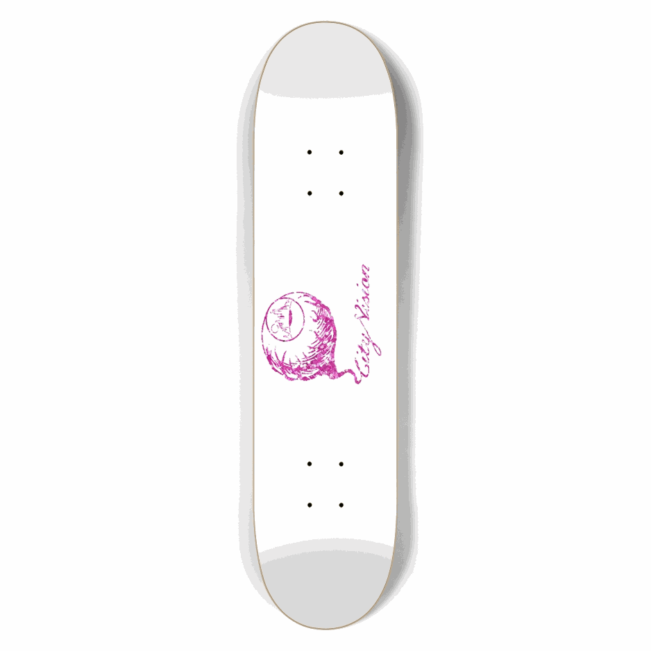 White and Pink Glitter Logo 7.50 City Vision Skateboards  City Vision Skateboards 7.50