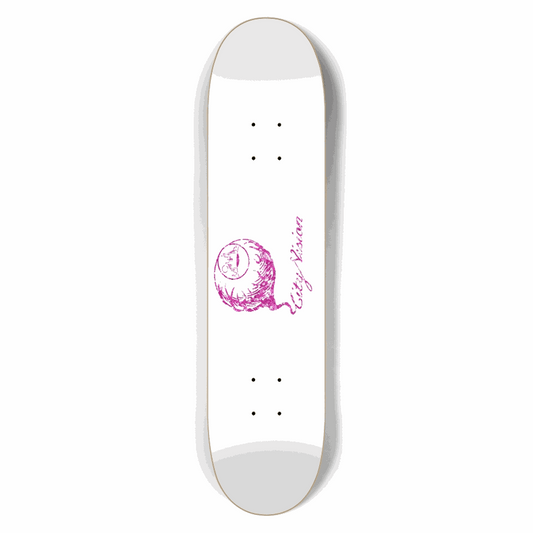 White and Pink Glitter Logo 7.50 City Vision Skateboards  City Vision Skateboards 7.50