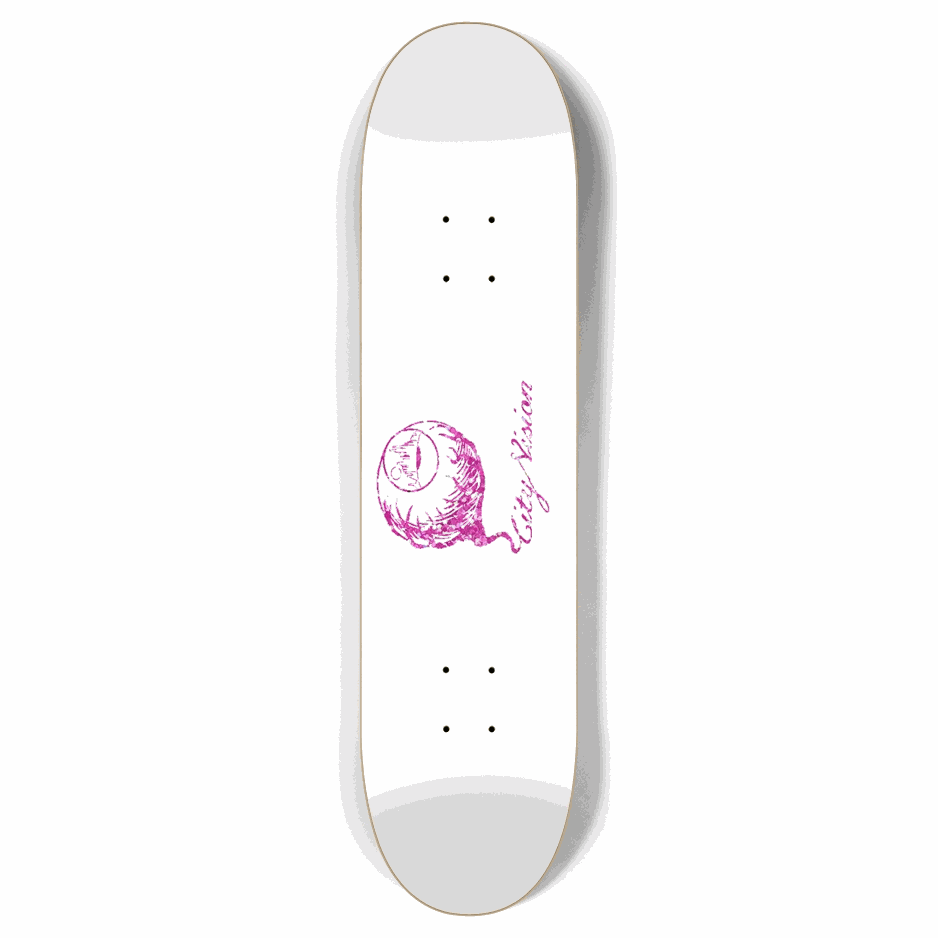 White and Pink Glitter Logo 7.87 City Vision Skateboards  City Vision Skateboards 7.87