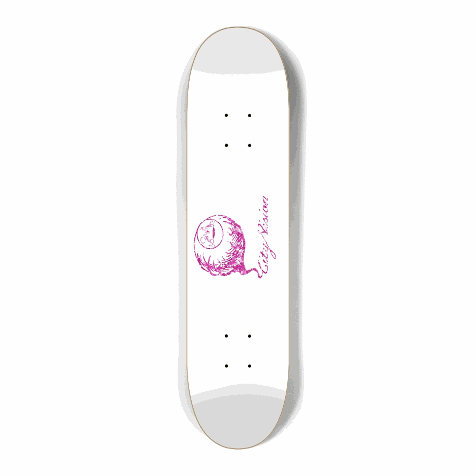 White and Pink Glitter Logo Mini 7.25 City Vision Skateboards  City Vision Skateboards 7.25