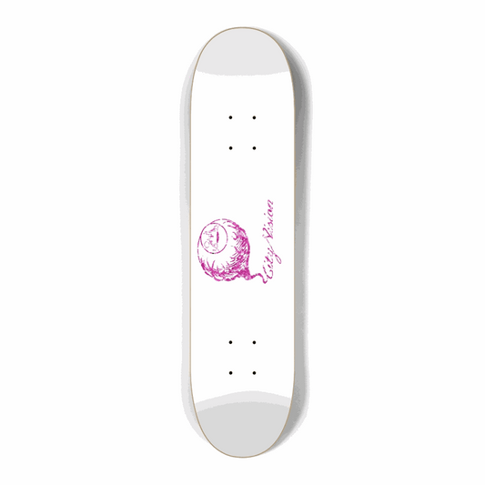 White and Pink Glitter Logo Mini 7.25 City Vision Skateboards  City Vision Skateboards 7.25
