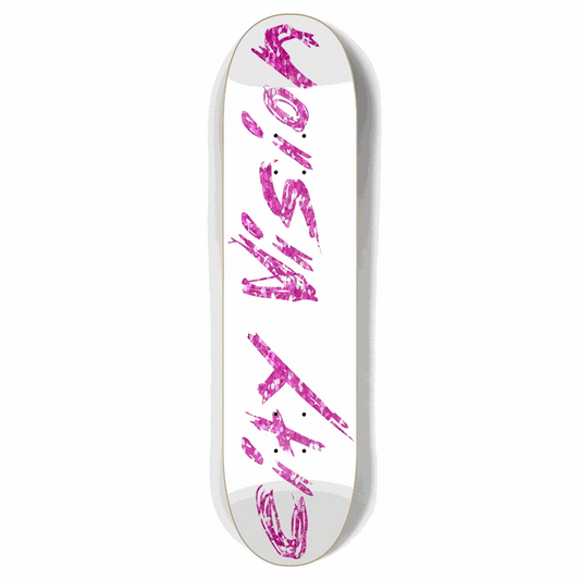 White and Pink Glitter Name 7.87 City Vision Skateboards  City Vision Skateboards 7.87