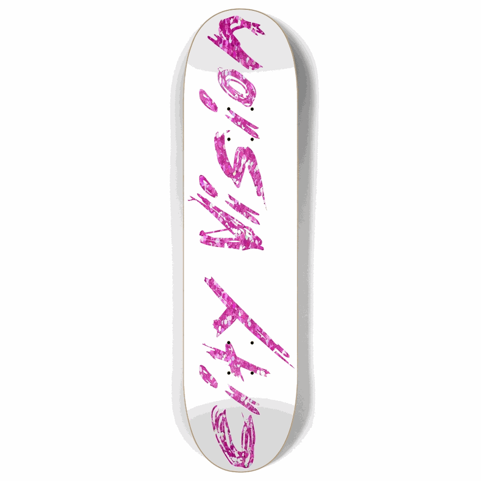 White and Pink Glitter Name 8.00 City Vision Skateboards  City Vision Skateboards 8.00