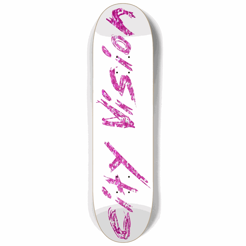 White and Pink Glitter Name 8.25 City Vision Skateboards  City Vision Skateboards 8.25
