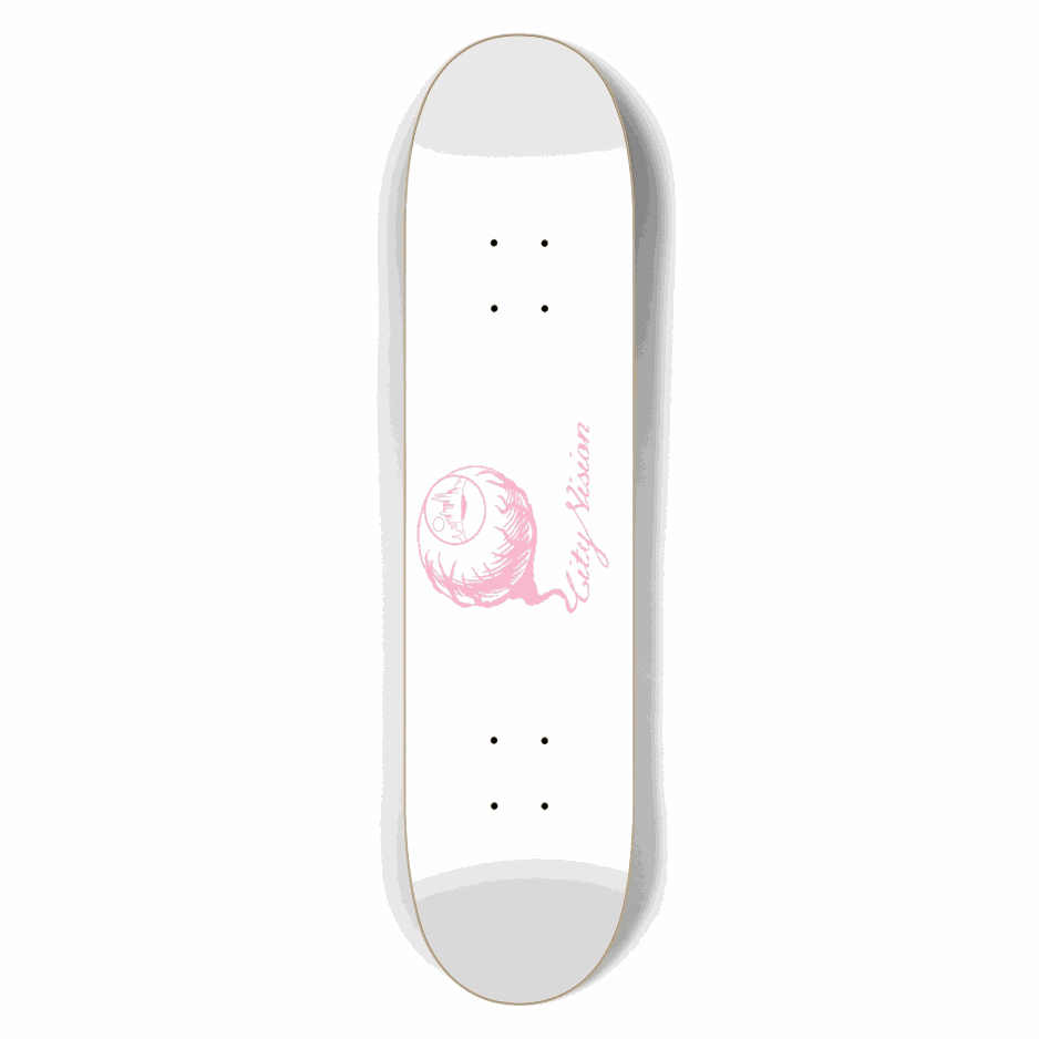 White and Pink Logo 7.50 City Vision Skateboards  City Vision Skateboards 7.50
