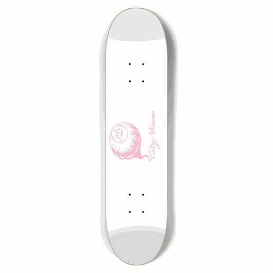 White and Pink Logo 7.62 City Vision Skateboards  City Vision Skateboards 7.62