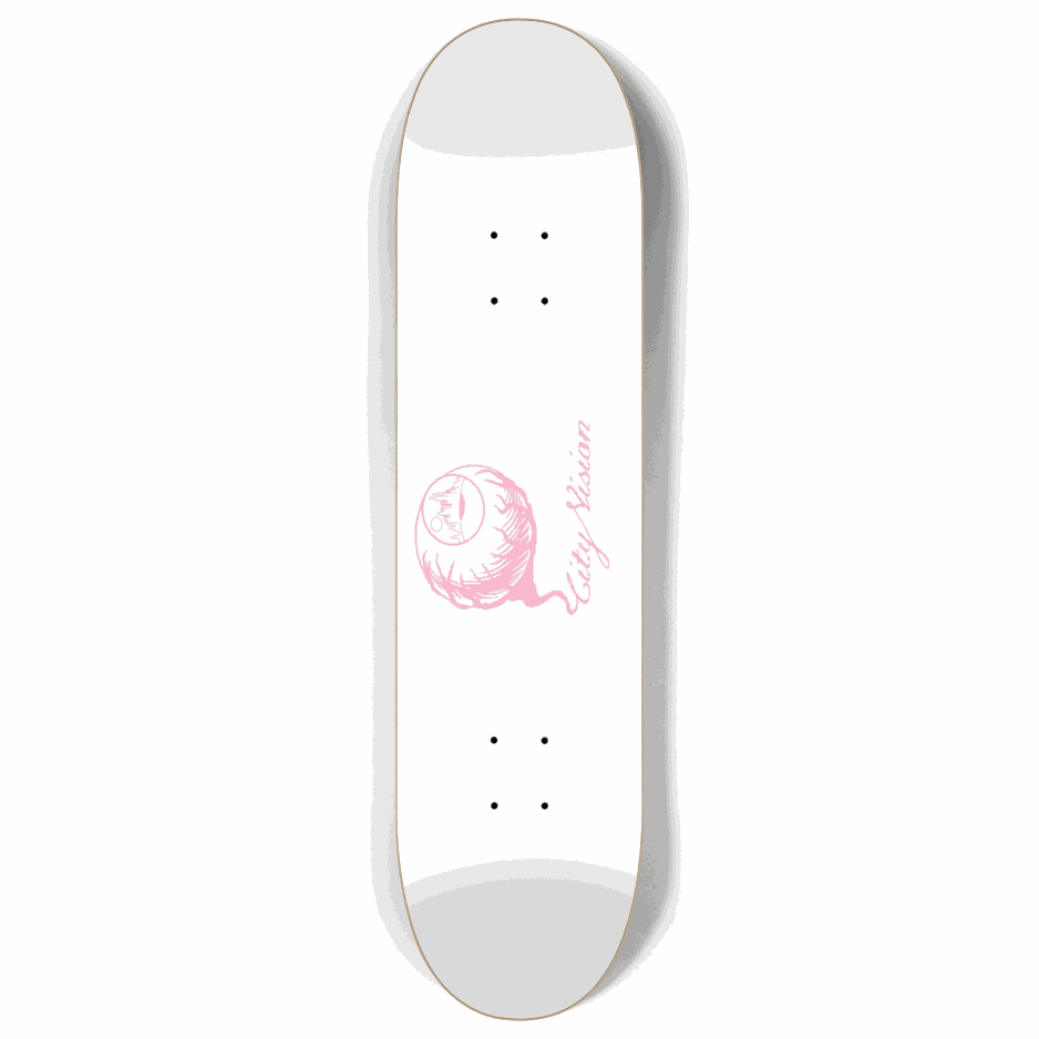 White and Pink Logo 8.00 City Vision Skateboards  City Vision Skateboards 8.00
