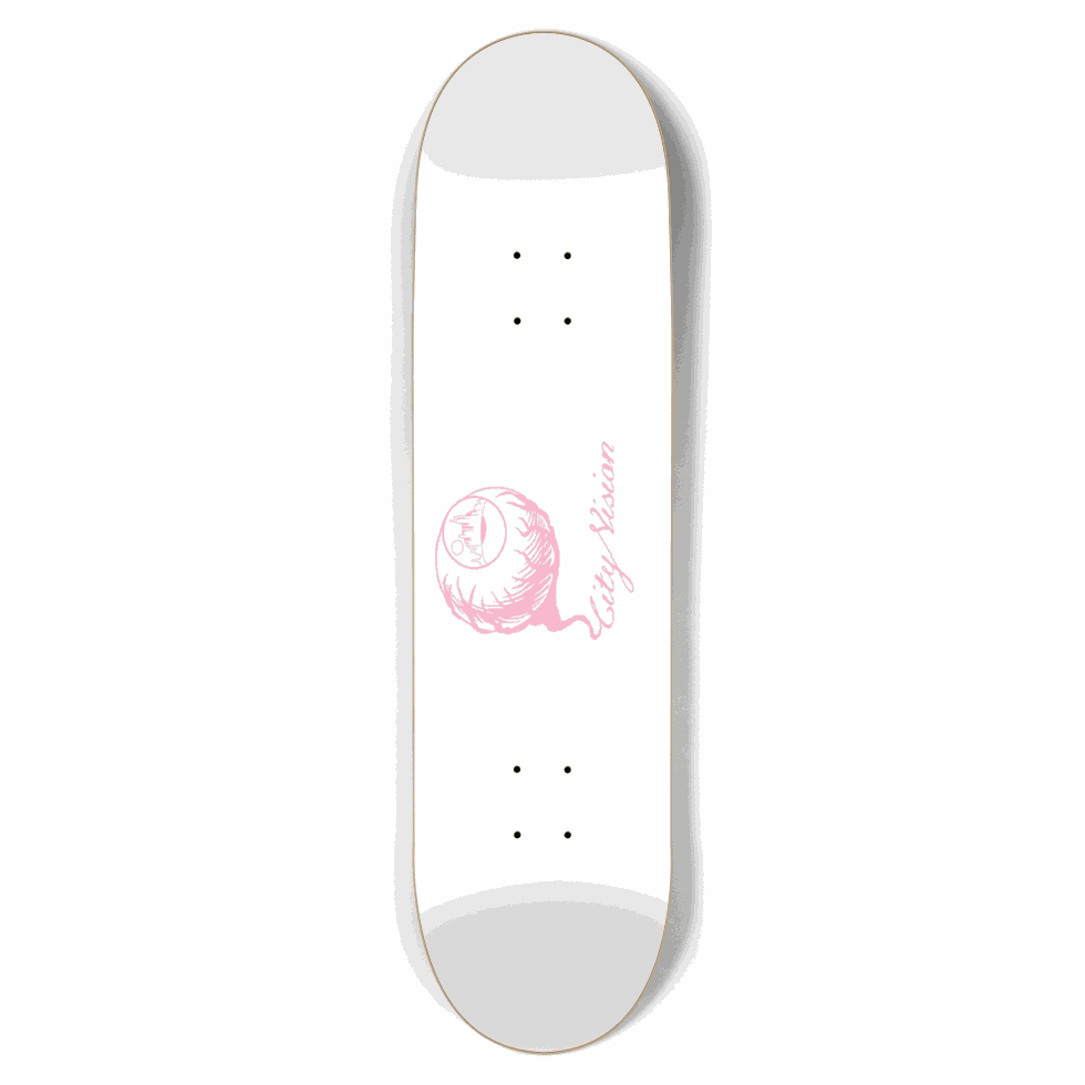 White and Pink Logo 8.50 City Vision Skateboards  City Vision Skateboards 8.50