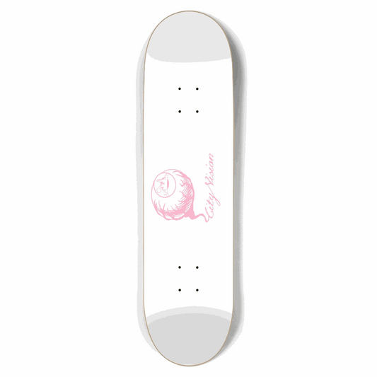 White and Pink Logo 8.50 City Vision Skateboards  City Vision Skateboards 8.50