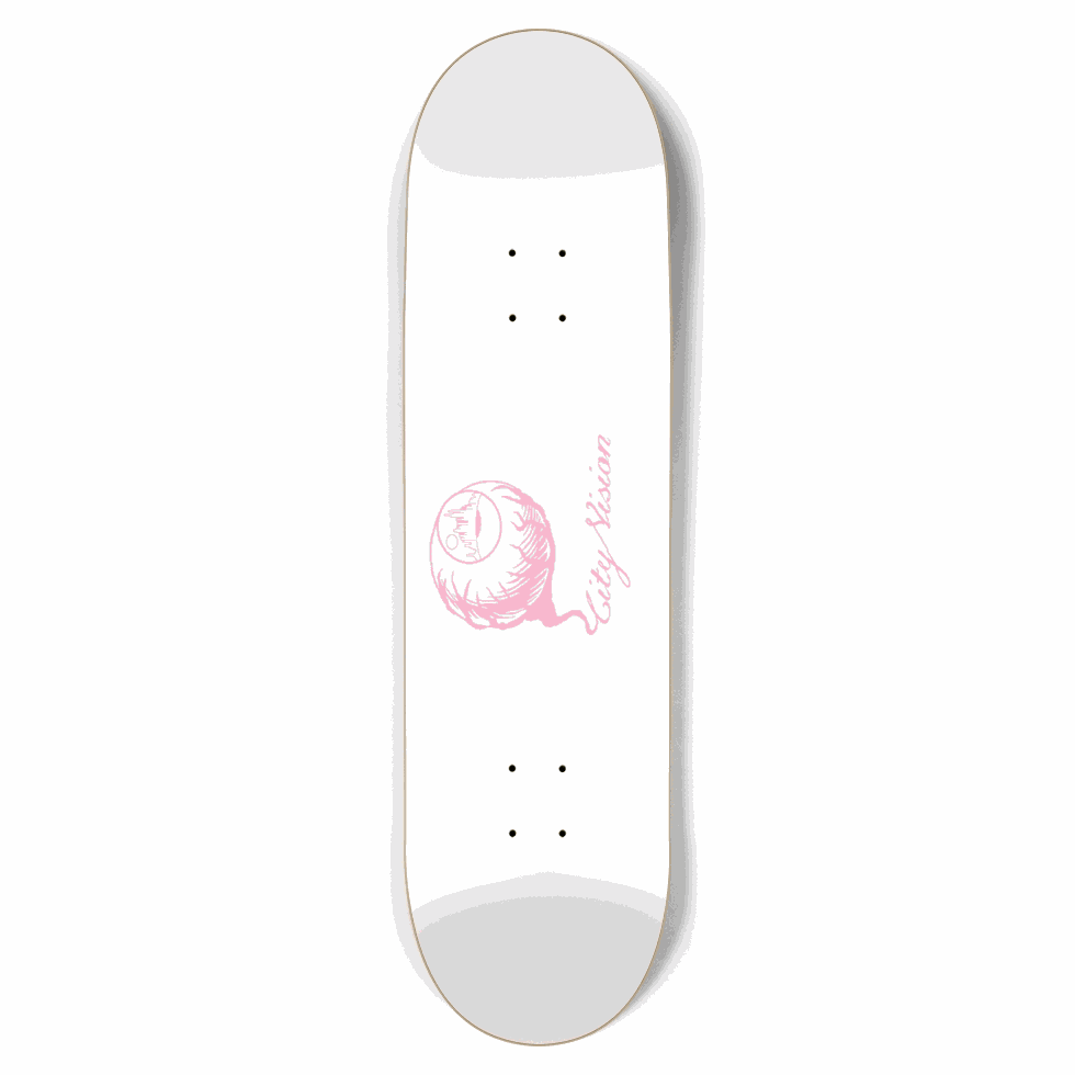 White and Pink Logo 8.75 City Vision Skateboards  City Vision Skateboards 8.75
