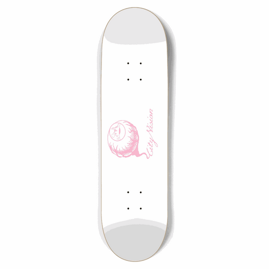 White and Pink Logo 8.75 City Vision Skateboards  City Vision Skateboards 8.75