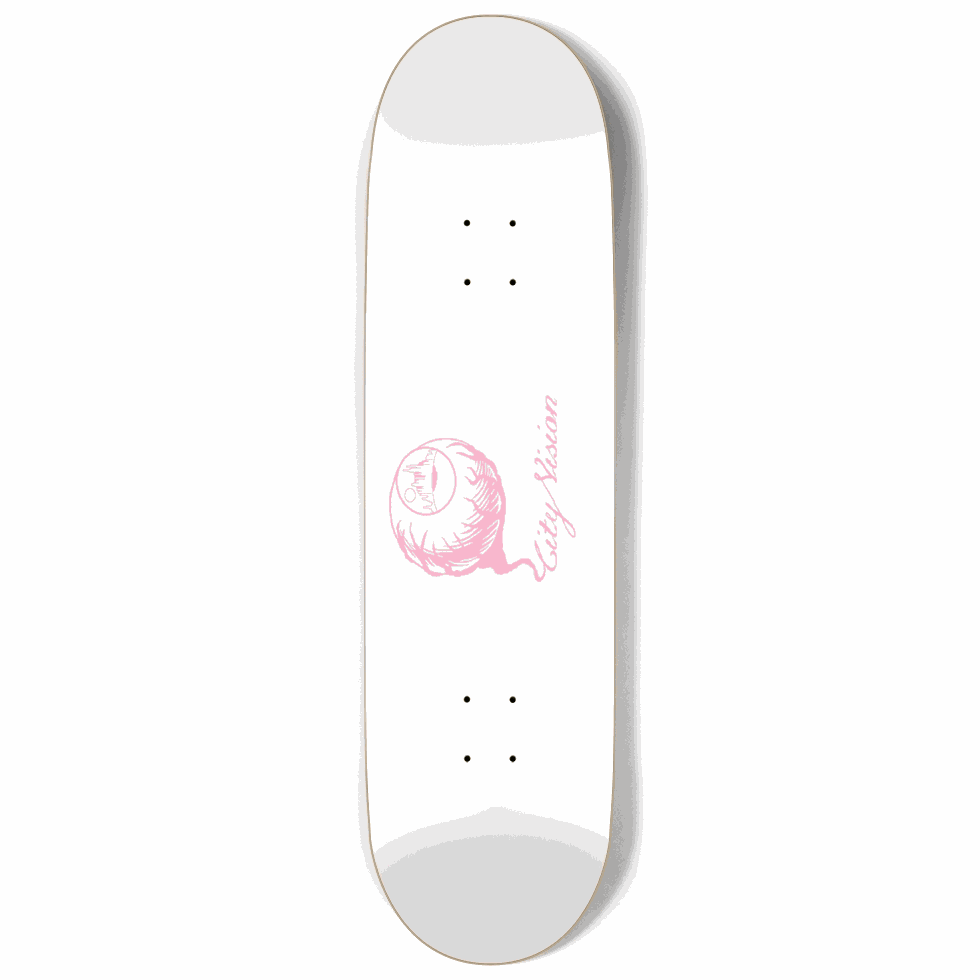 White and Pink Logo 9.00 City Vision Skateboards  City Vision Skateboards 9.00