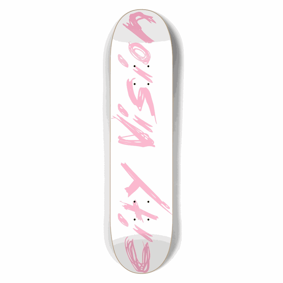 White and Pink Name 7.50 City Vision Skateboards  City Vision Skateboards 7.50