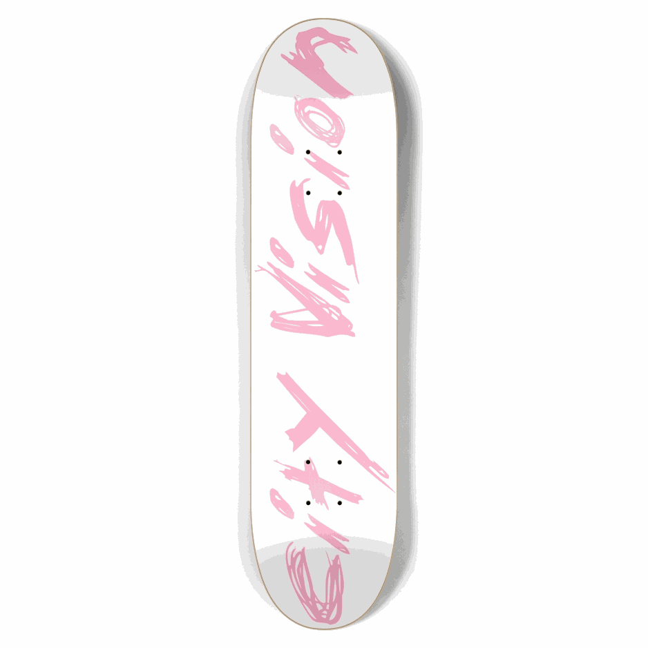 White and Pink Name 7.62 City Vision Skateboards  City Vision Skateboards 7.62