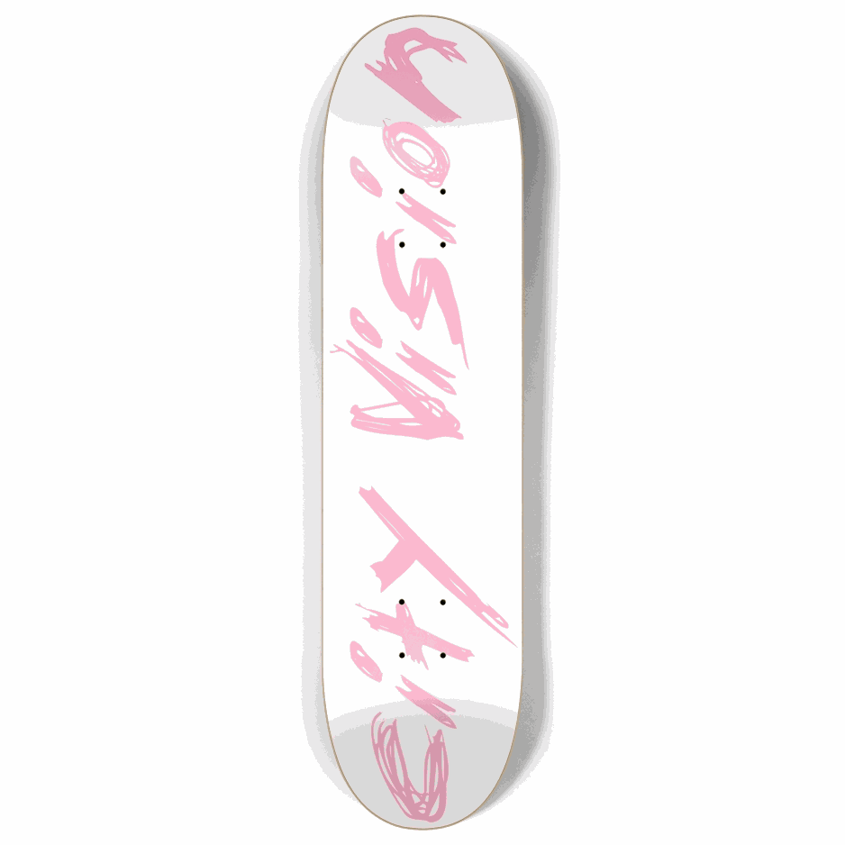 White and Pink Name 8.00 City Vision Skateboards  City Vision Skateboards 8.00