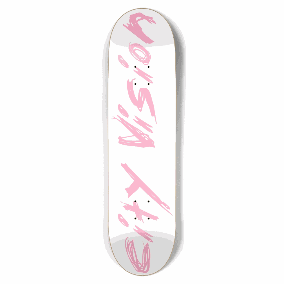 White and Pink Name 8.50 City Vision Skateboards  City Vision Skateboards 8.50