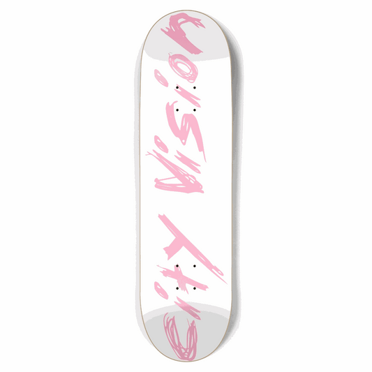 White and Pink Name 8.75 City Vision Skateboards  City Vision Skateboards 8.75