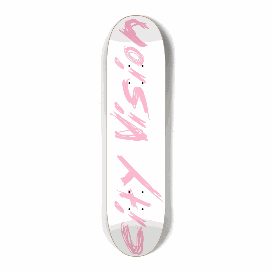 White and Pink Name Mini 7.25 City Vision Skateboards  City Vision Skateboards 7.25