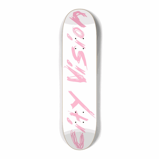 White and Pink Name Mini 7.25 City Vision Skateboards  City Vision Skateboards 7.25