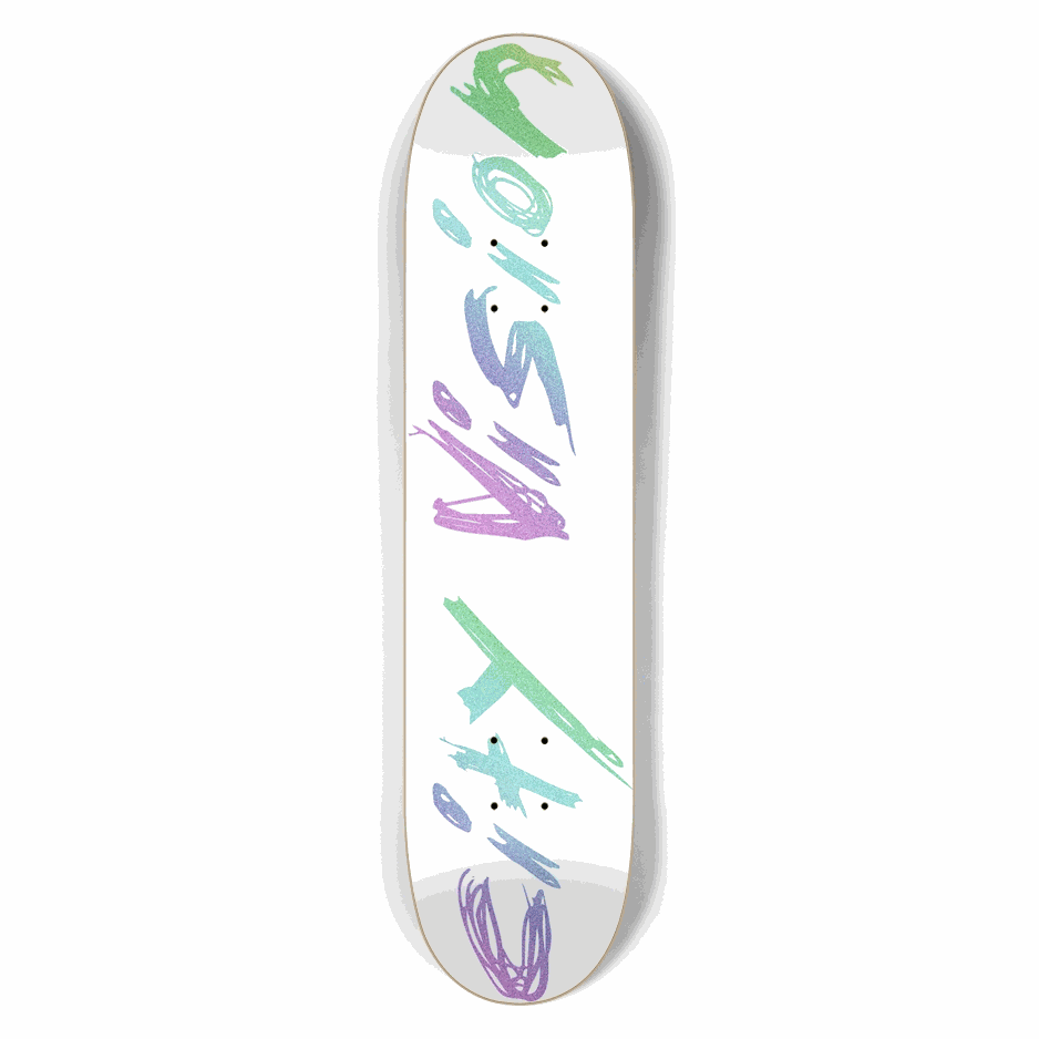 White and Rainbow Glitter Name 7.50 City Vision Skateboards  City Vision Skateboards 7.50