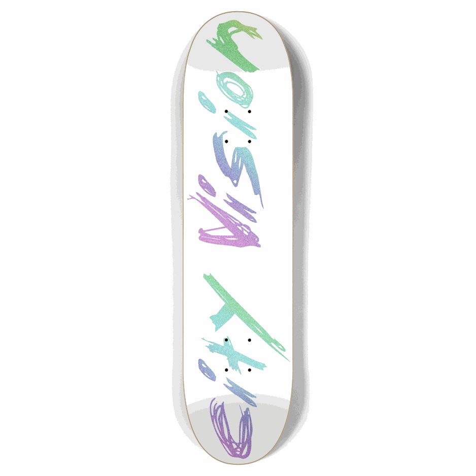 White and Rainbow Glitter Name 7.87 City Vision Skateboards  City Vision Skateboards 7.87