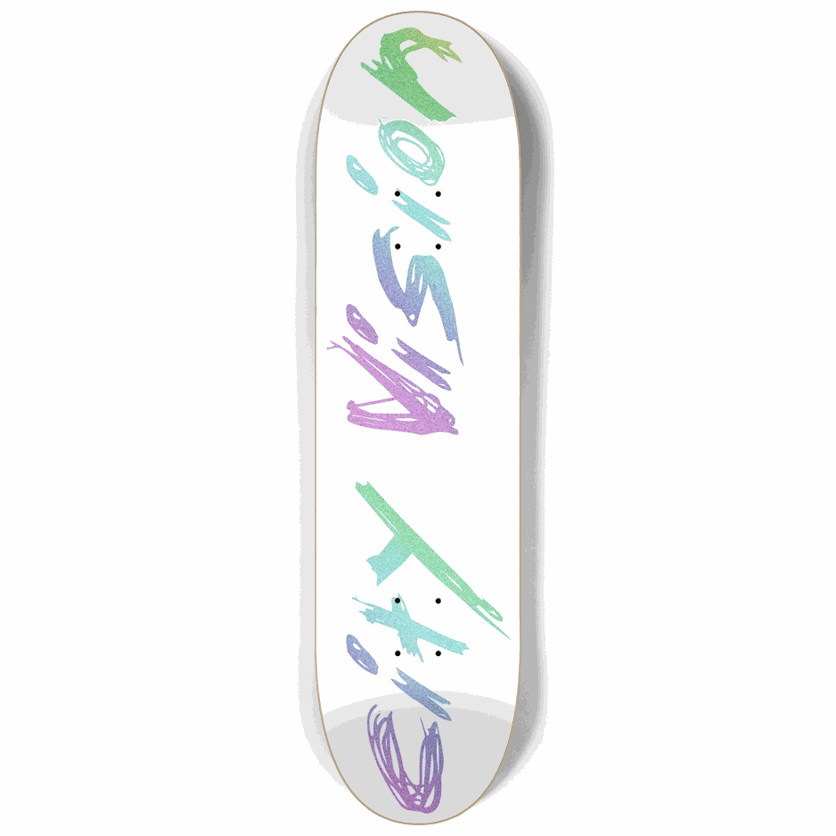 White and Rainbow Glitter Name 8.25 City Vision Skateboards  City Vision Skateboards 8.25