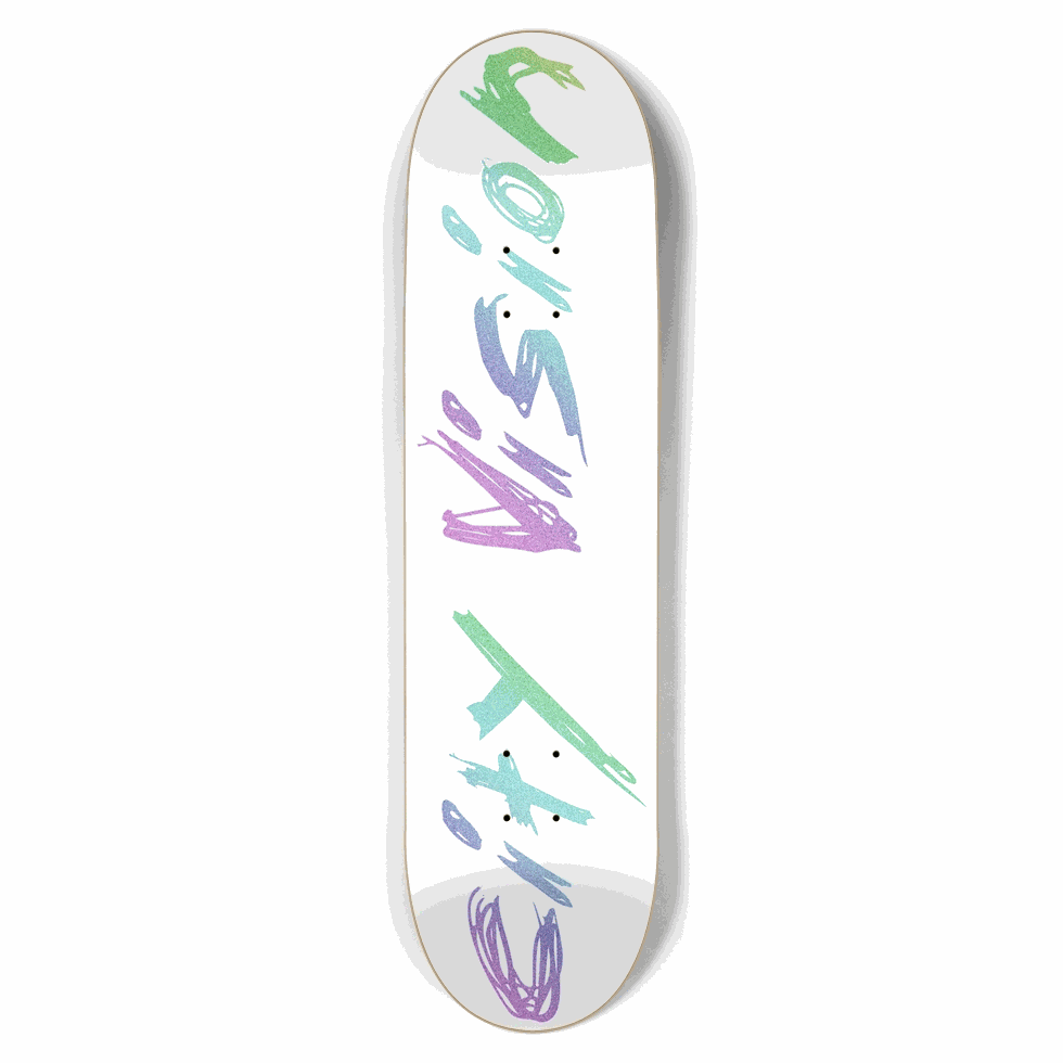White and Rainbow Glitter Name 8.50 City Vision Skateboards  City Vision Skateboards 8.50