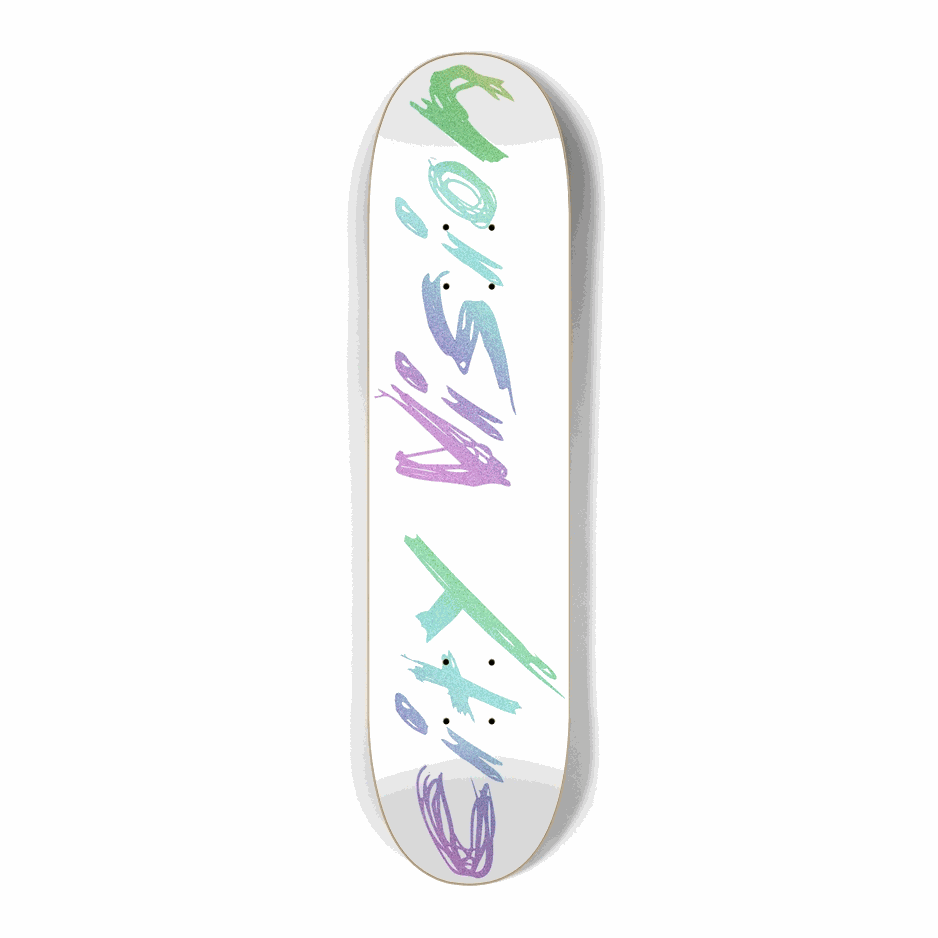 White and Rainbow Glitter Name Mini 7.25 City Vision Skateboards  City Vision Skateboards 7.25