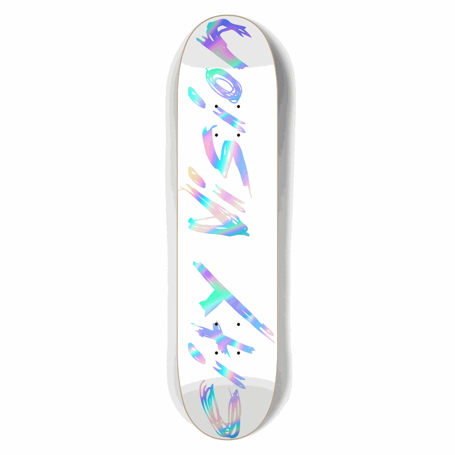 White and Rainbow Name 7.50 City Vision Skateboards  City Vision Skateboards 7.50