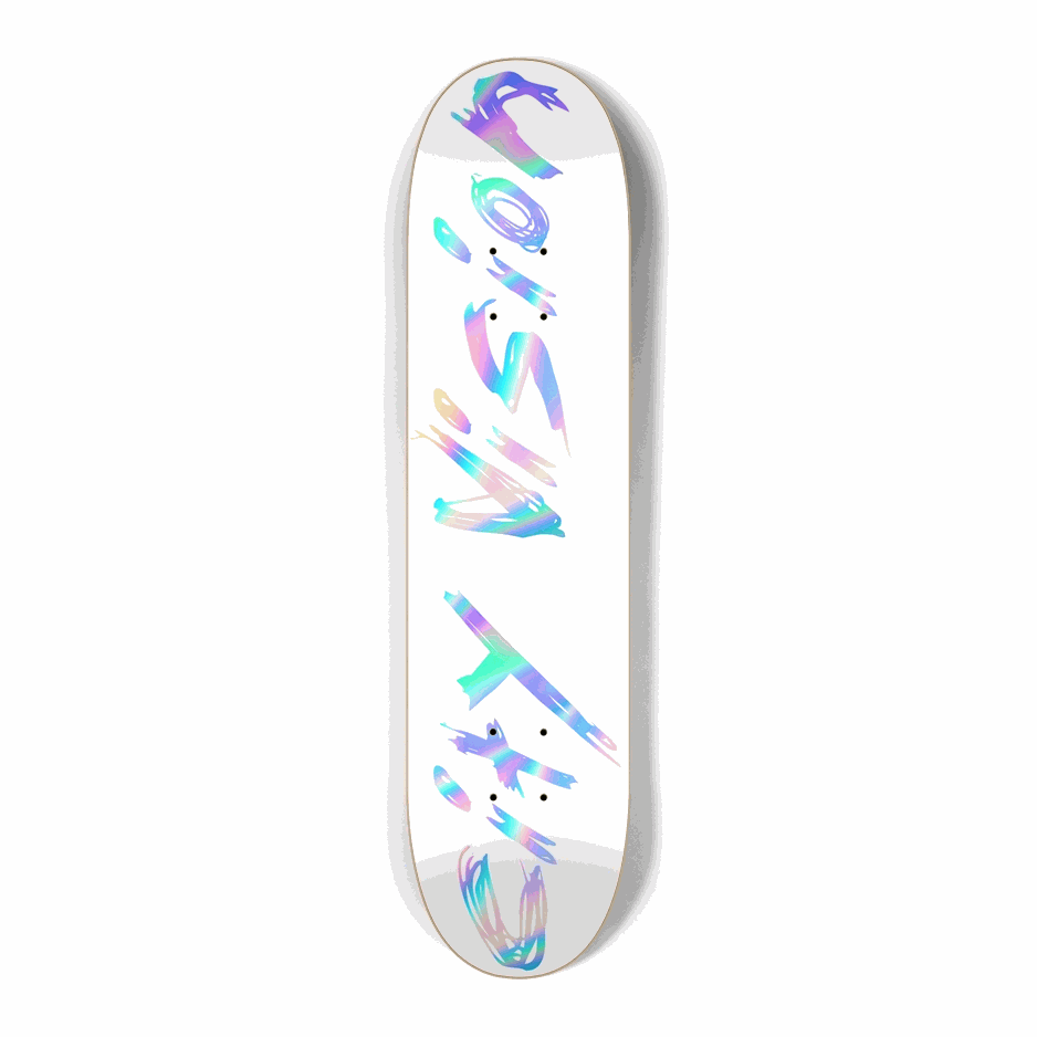 White and Rainbow Name Mini 7.25 City Vision Skateboards  City Vision Skateboards 7.25