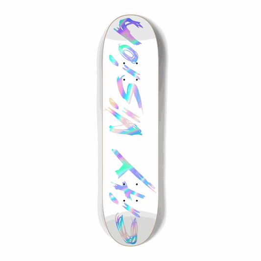 White and Rainbow Name Mini 7.25 City Vision Skateboards  City Vision Skateboards 7.25