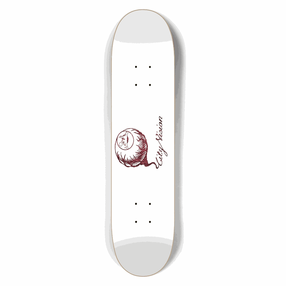 White and Red  Glitter Logo 7.50 City Vision Skateboards  City Vision Skateboards 7.50