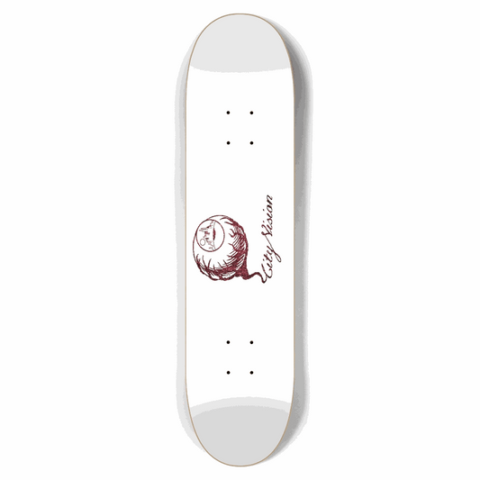 White and Red  Glitter Logo 7.62 City Vision Skateboards  City Vision Skateboards 7.62