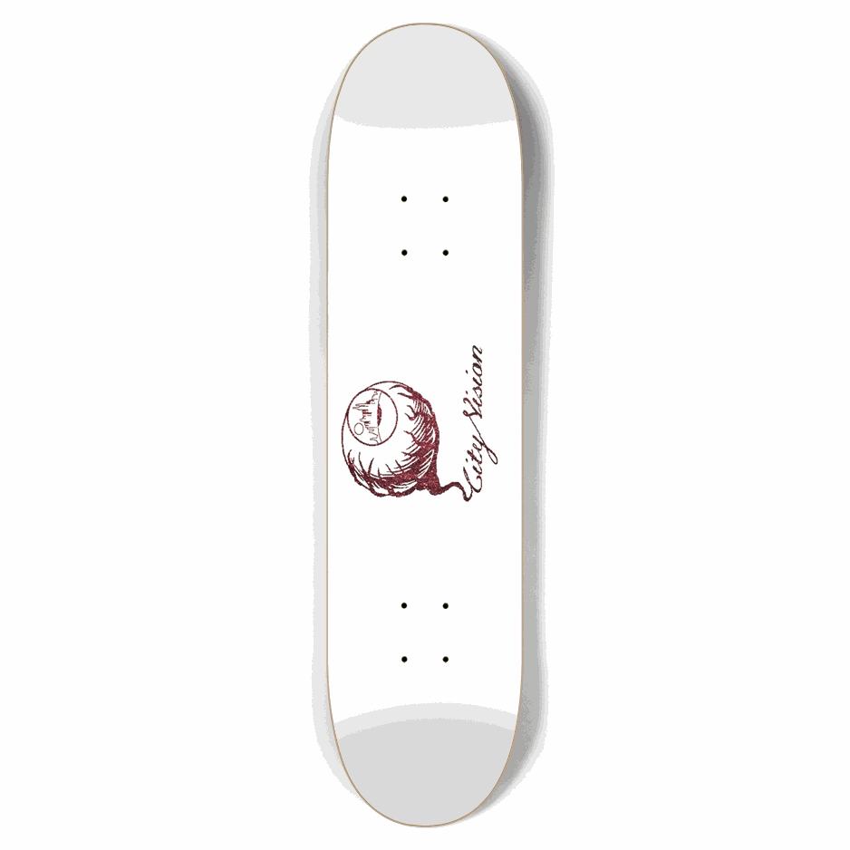 White and Red  Glitter Logo 7.75 City Vision Skateboards  City Vision Skateboards 7.75