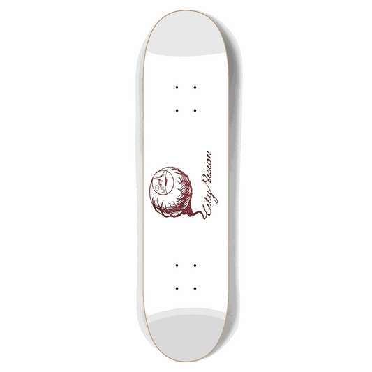White and Red  Glitter Logo 7.75 City Vision Skateboards  City Vision Skateboards 7.75