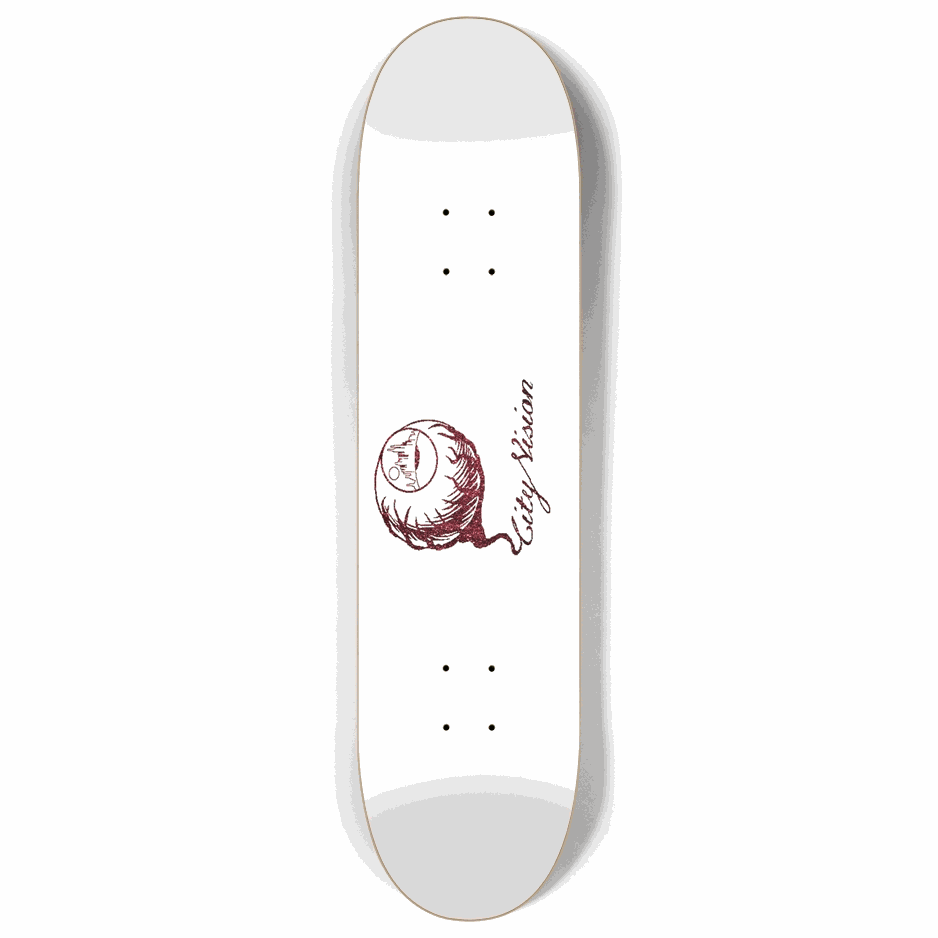 White and Red  Glitter Logo 8.00 City Vision Skateboards  City Vision Skateboards 8.00