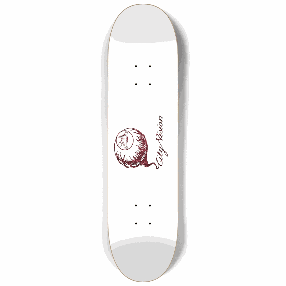 White and Red  Glitter Logo 8.25 City Vision Skateboards  City Vision Skateboards 8.25