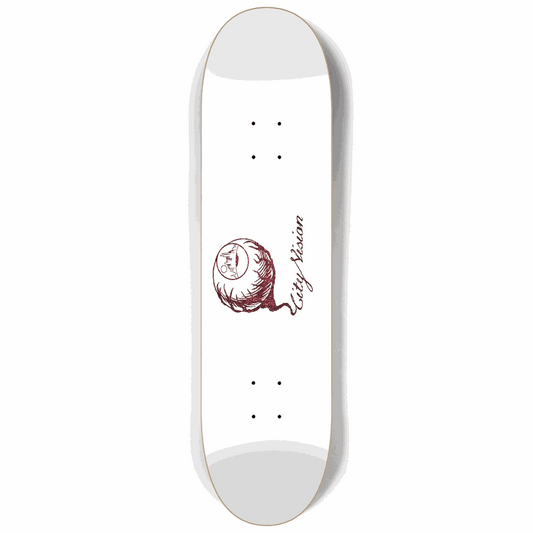 White and Red  Glitter Logo 8.25 City Vision Skateboards  City Vision Skateboards 8.25
