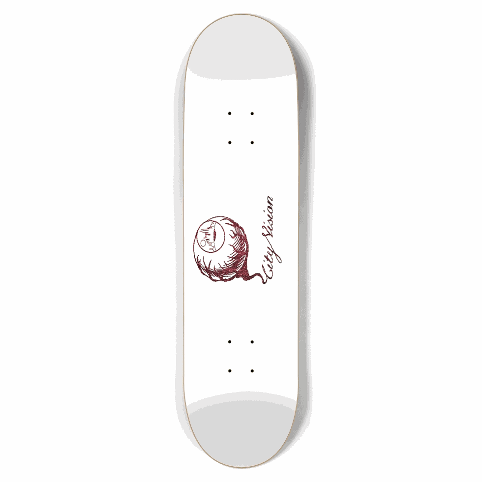 White and Red  Glitter Logo 8.50 City Vision Skateboards  City Vision Skateboards 8.50