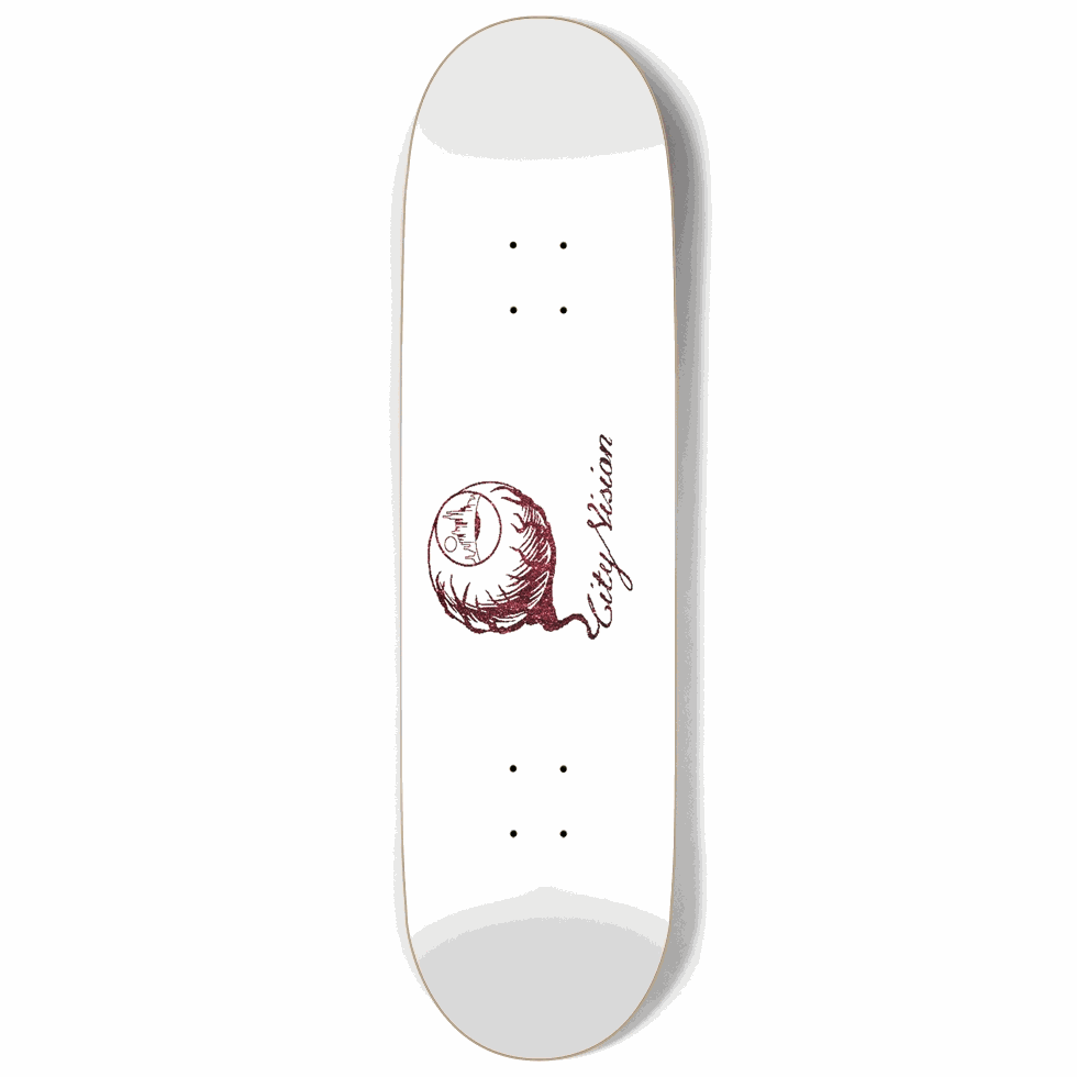 White and Red  Glitter Logo 9.00 City Vision Skateboards  City Vision Skateboards 9.00