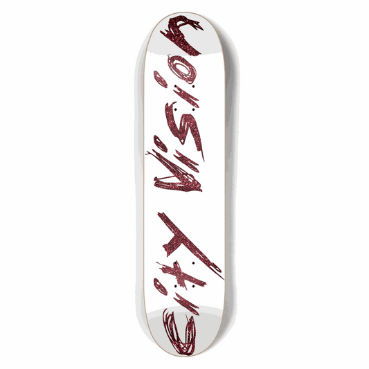 White and Red Glitter Name 7.50 City Vision Skateboards  City Vision Skateboards 7.50