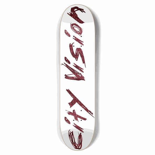 White and Red Glitter Name 7.62 City Vision Skateboards  City Vision Skateboards 7.62