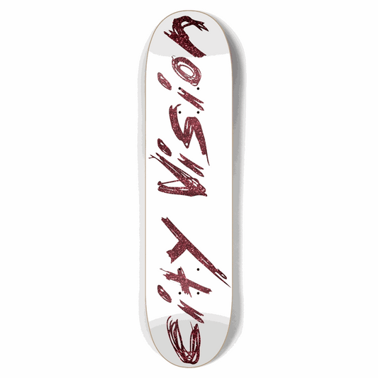 White and Red Glitter Name 7.75 City Vision Skateboards  City Vision Skateboards 7.75
