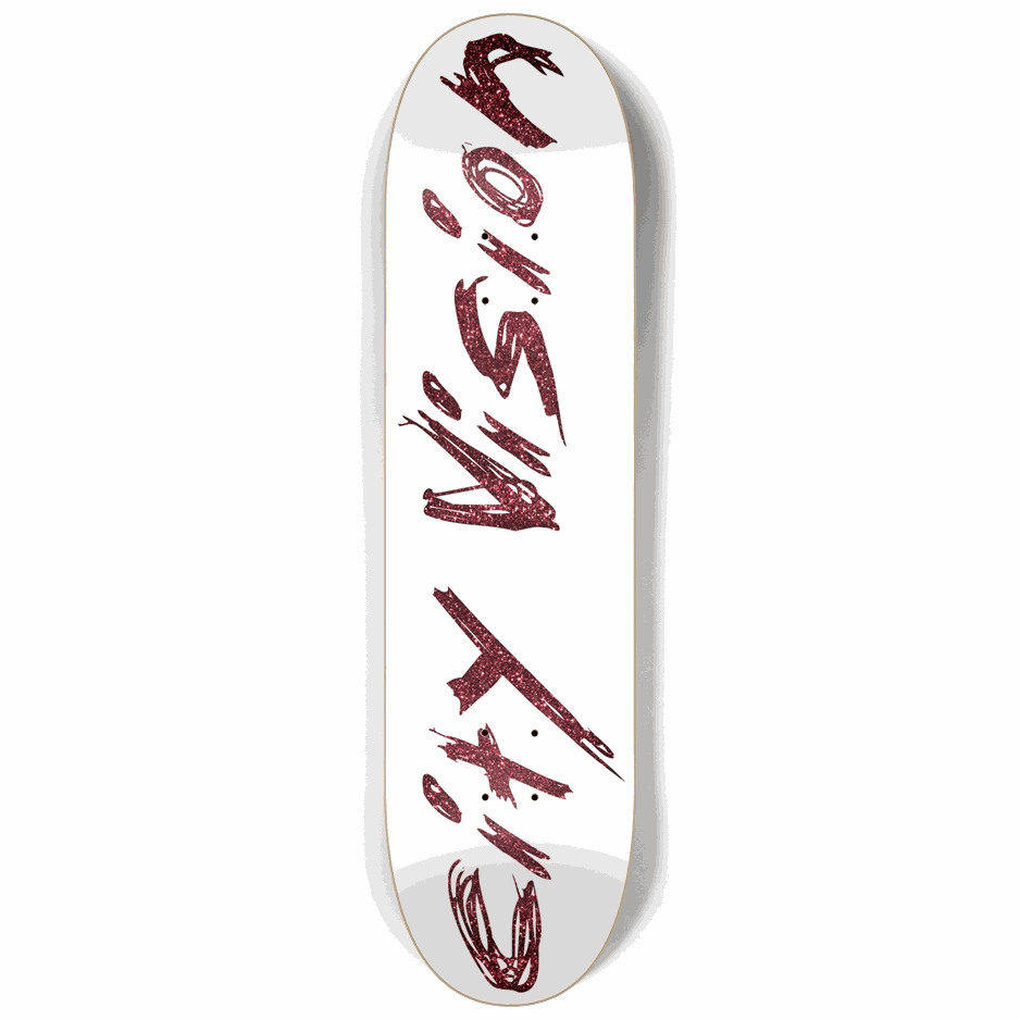 White and Red Glitter Name 8.25 City Vision Skateboards  City Vision Skateboards 8.25