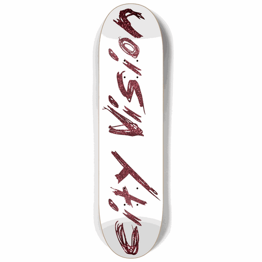 White and Red Glitter Name 8.25 City Vision Skateboards  City Vision Skateboards 8.25