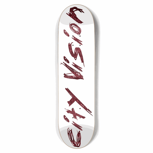 White and Red Glitter Name 8.50 City Vision Skateboards  City Vision Skateboards 8.50